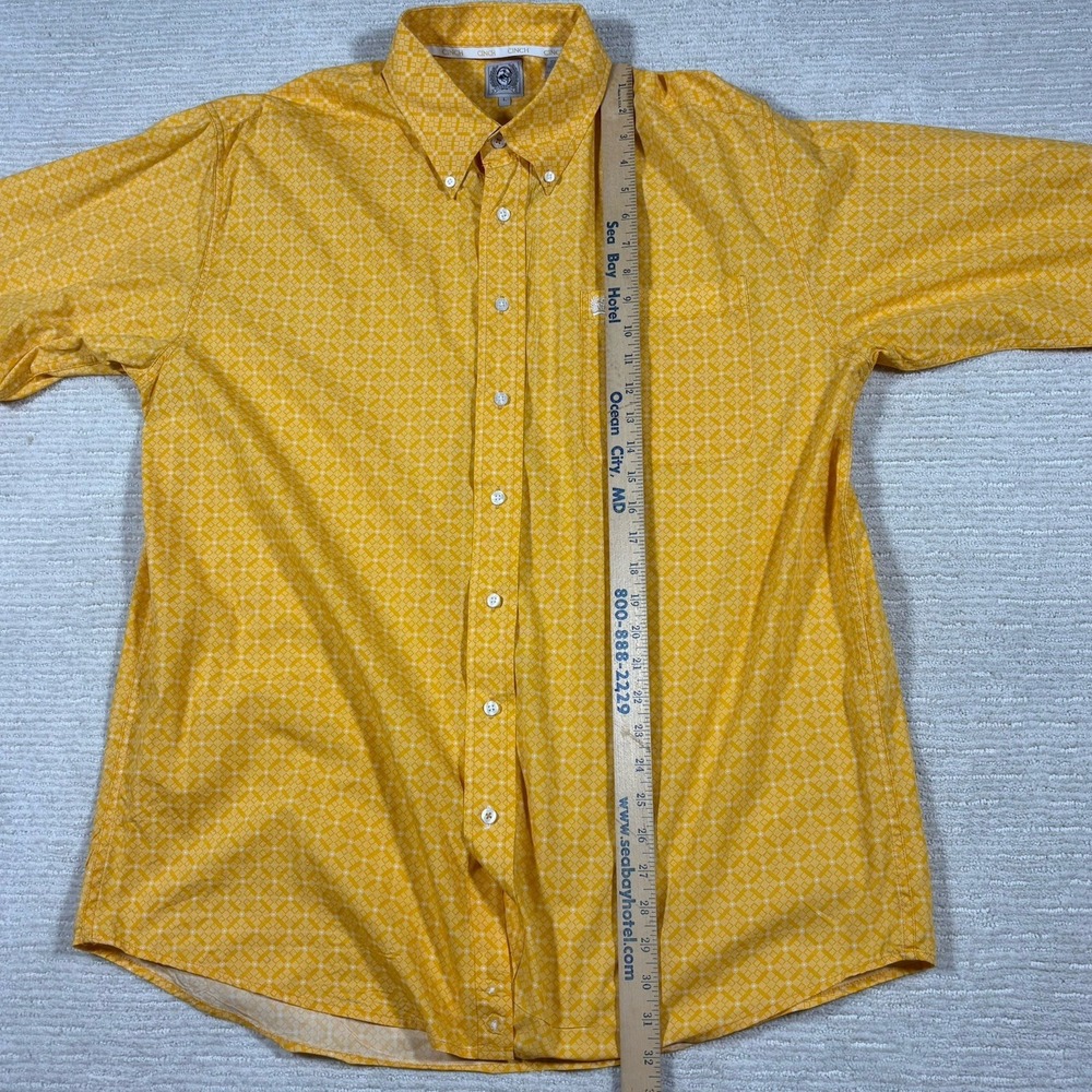 Cinch Button Up Shirt Mens Large Yellow Geometric Western Cowboy Classic Rodeo - Picture 8 of 11
